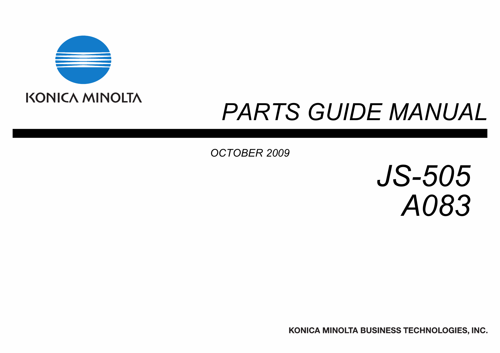 Konica-Minolta Options JS-505 A083 Parts Manual-1